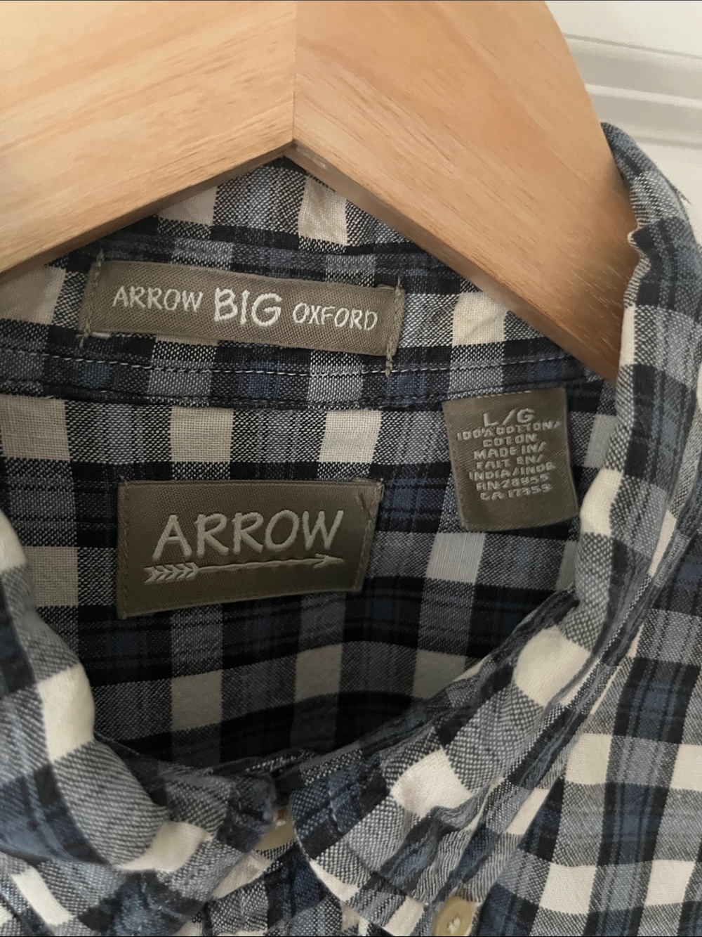 ARROW “The Big Oxford” Long Sleeve Button Down Plaid Tartan Shirt 100% Cotton - Picture 2 of 7
